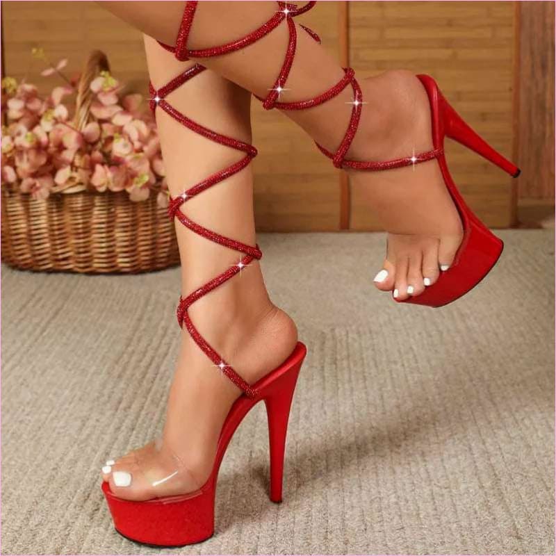 15cm Platform Heel Open Toe Shoes for Pole Dancing Style