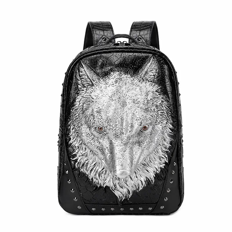 Wolfskopf Punk-Rucksack 3d geprägte Umhängetasche