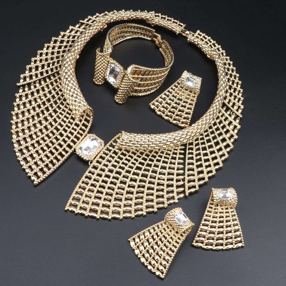 Ladies Luxury Elegant African Style Gold Plated Jewellery Set