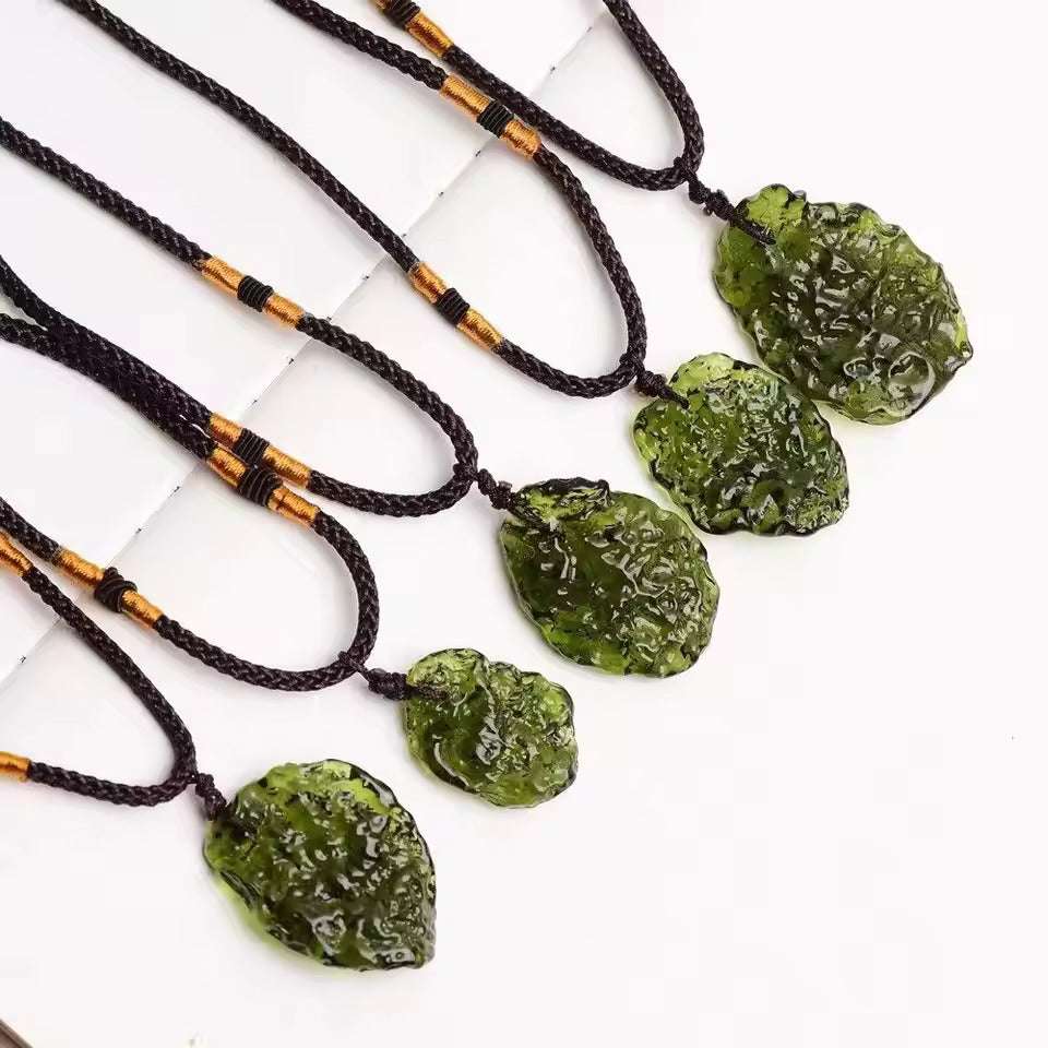 Highest Grade Natural Green Czech Moldavite Meteorite Necklace Pendant Chakra Healing