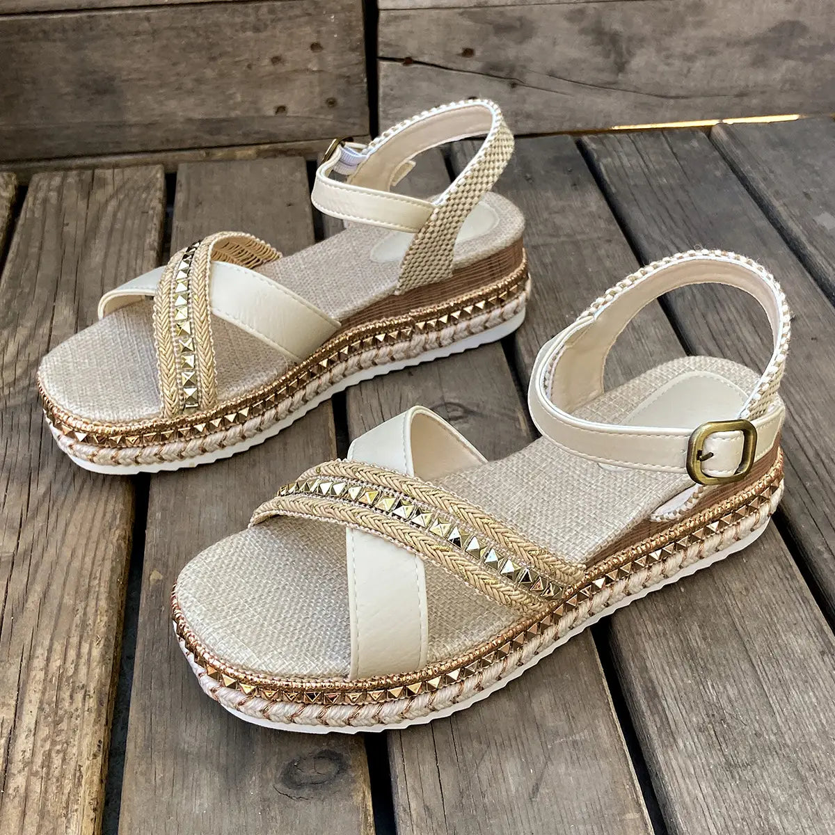 Femmes Summer Comfortable Open Toe Studded Detail