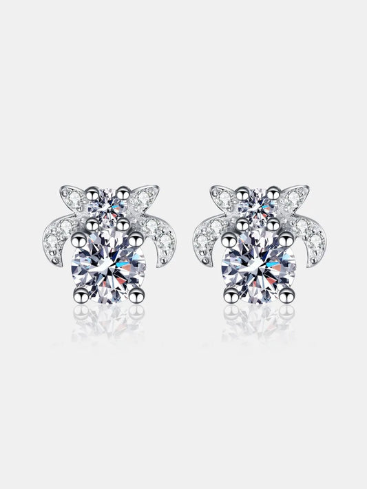 1 Carat Moissanite 925 Sterling Silver Stud Earrings Earrings Pleasures and Sins Silver One Size
