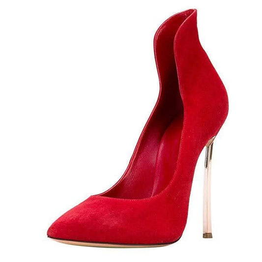 Ladies Red Suedette Fashion Pointed Toe Stiletto Women's Shoes Shoes Pleasures and Sins