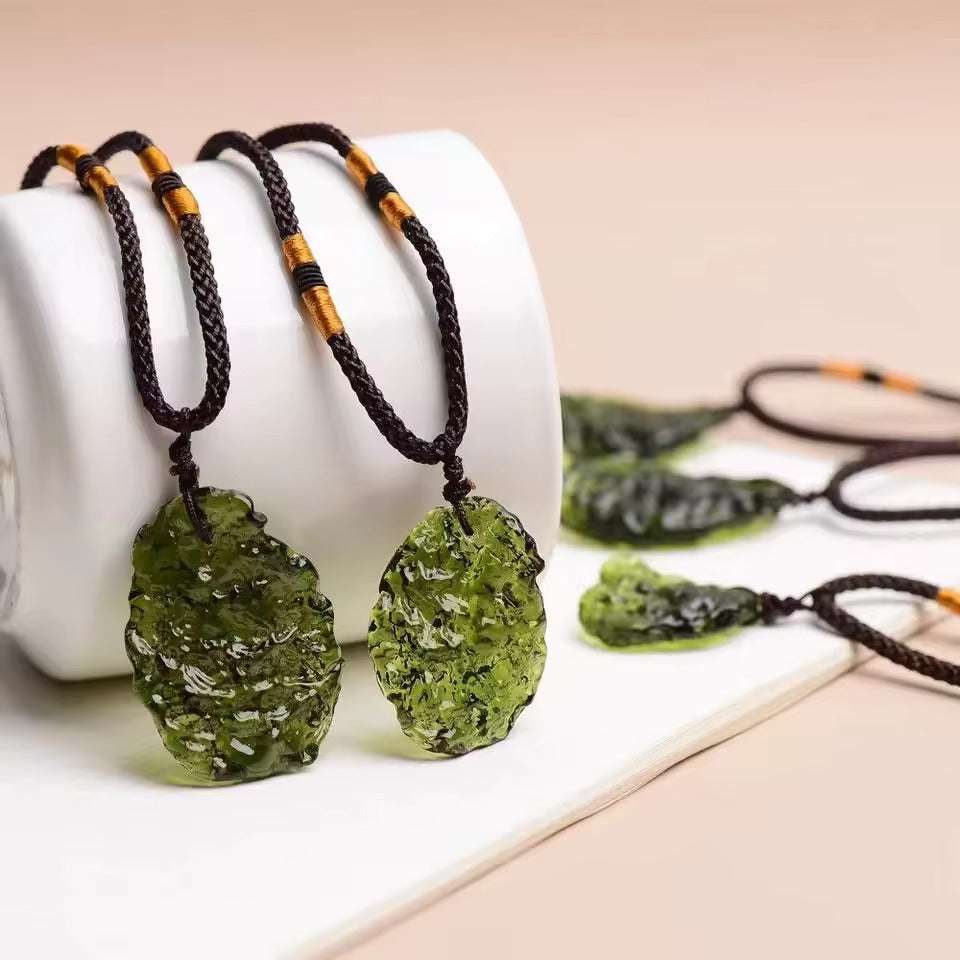 Highest Grade Natural Green Czech Moldavite Meteorite Necklace Pendant Chakra Healing