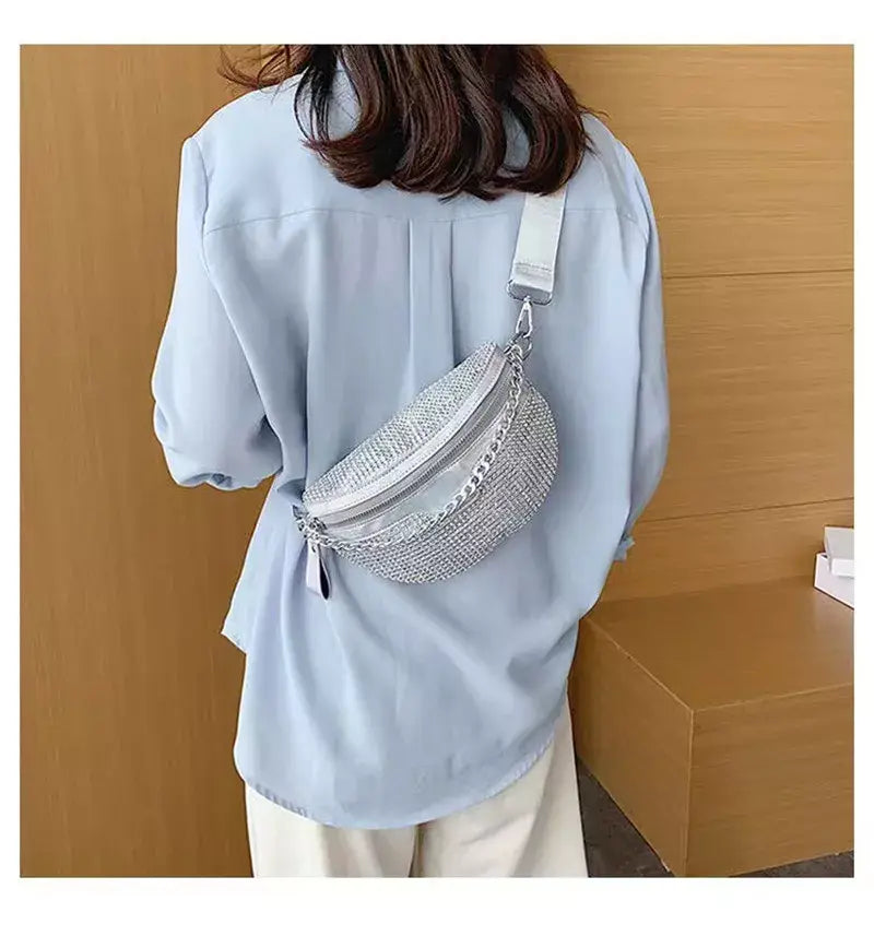 Damen Gürteltasche Strass Luxus Gürteltasche