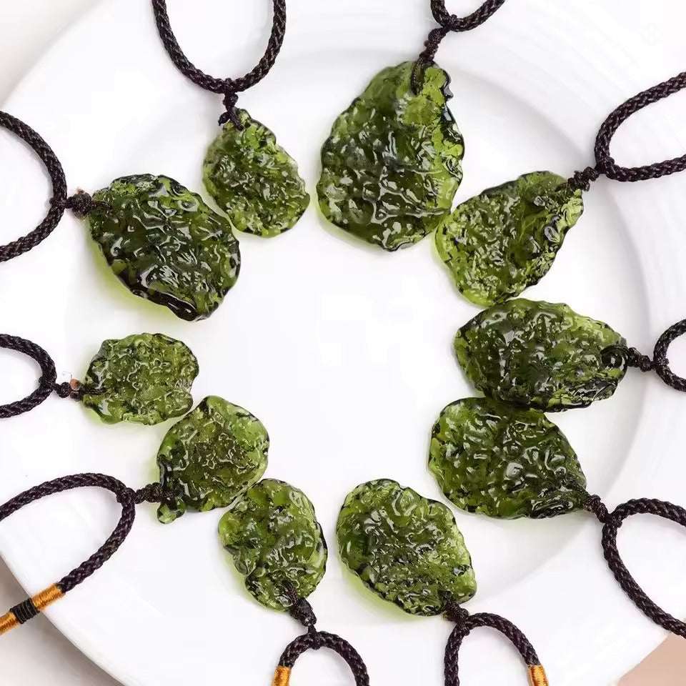 Highest Grade Natural Green Czech Moldavite Meteorite Necklace Pendant Chakra Healing