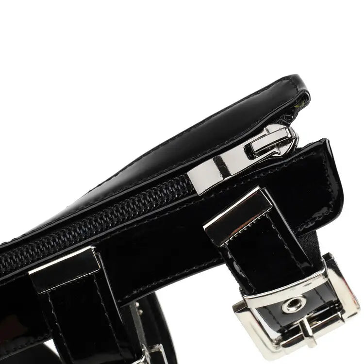 Multi Buckle Chunky High Heel Square Toe Shoes for a Bold