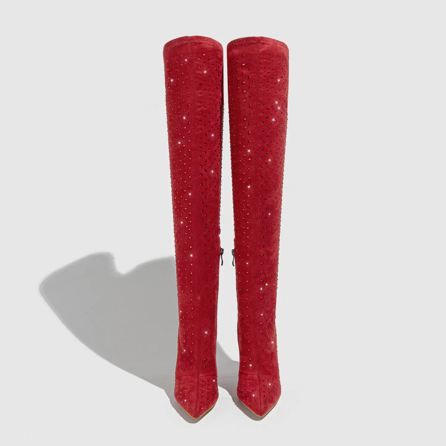 Pointed Toe Diamond Sequin Stiletto Boots for a Glam Look