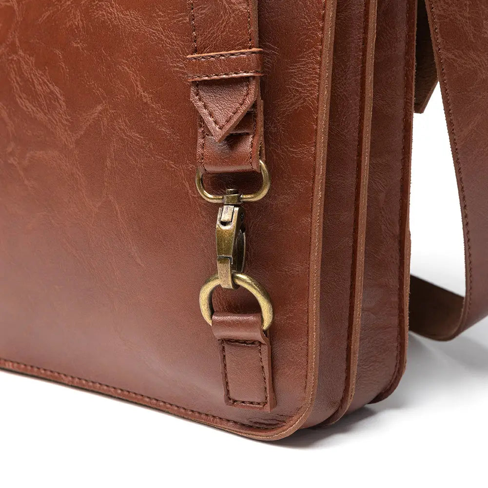 Brown Steampunk Retro Shoulder Bag with brass hardware and natural yellow accents.