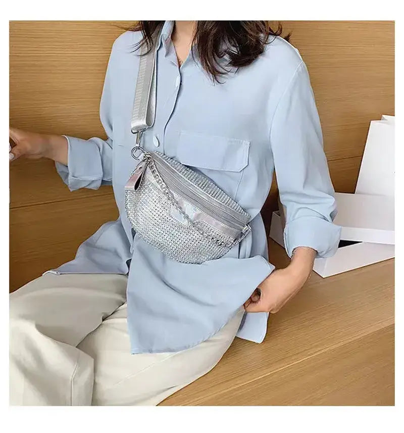 Damen Gürteltasche Strass Luxus Gürteltasche