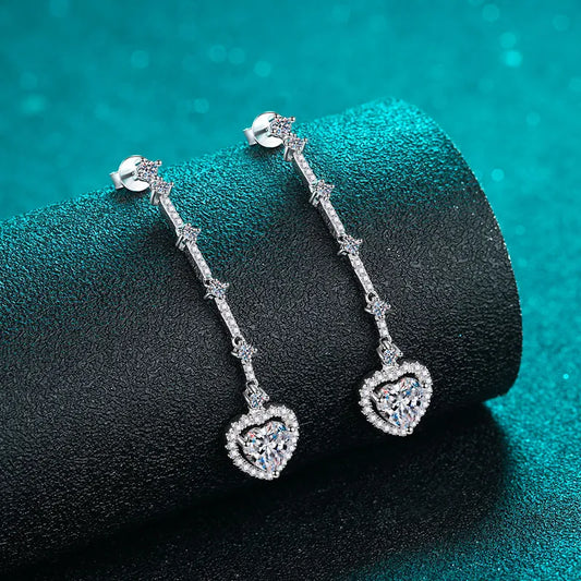 2 Carat Moissanite 925 Sterling Silver Heart Earrings Earrings Pleasures and Sins