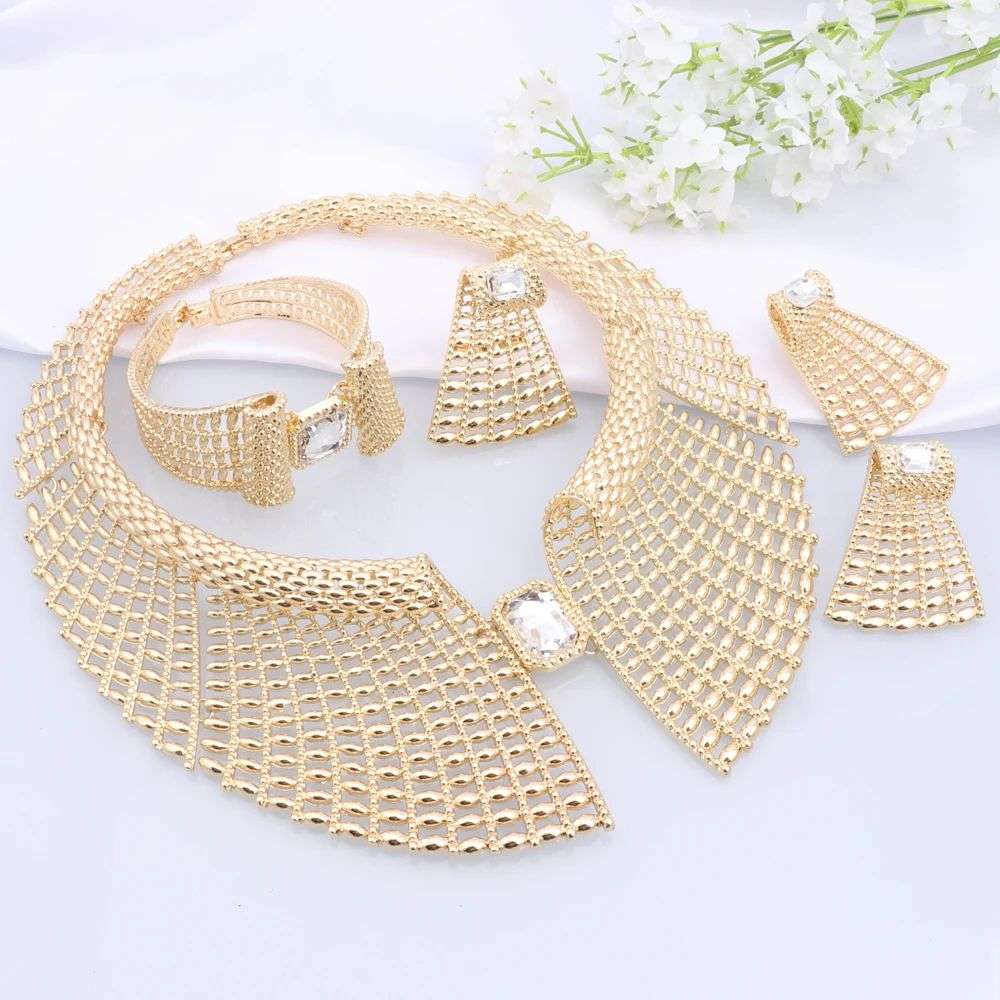 Ladies Luxury Elegant African Style Gold Plated Jewellery Set