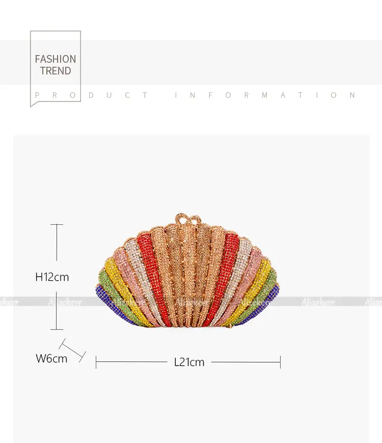 Pochette de soirée pour femme en strass arc-en-ciel haut de gamme