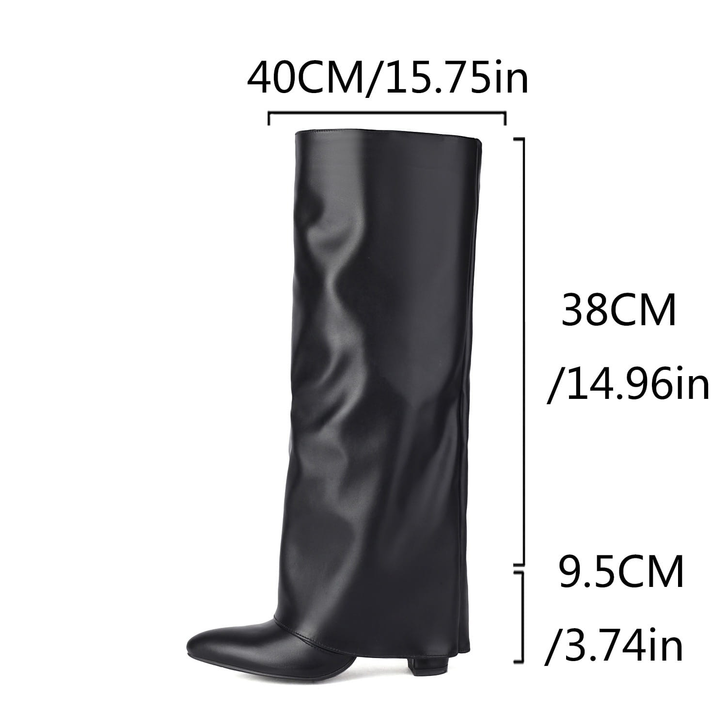 Plus Size Unisex High Heel Fold Over Boots for All Body