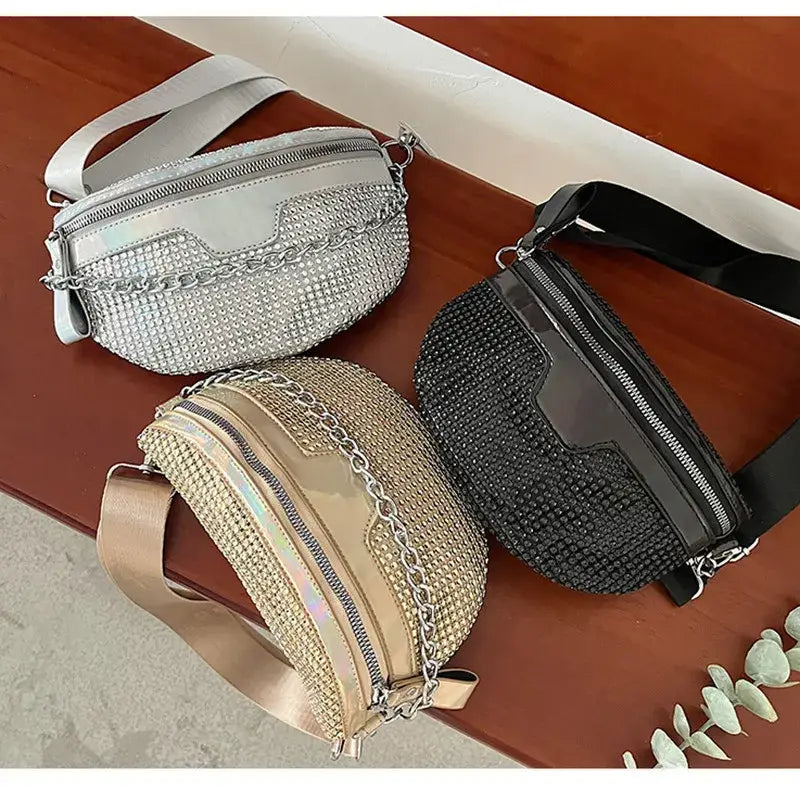 Damen Gürteltasche Strass Luxus Gürteltasche