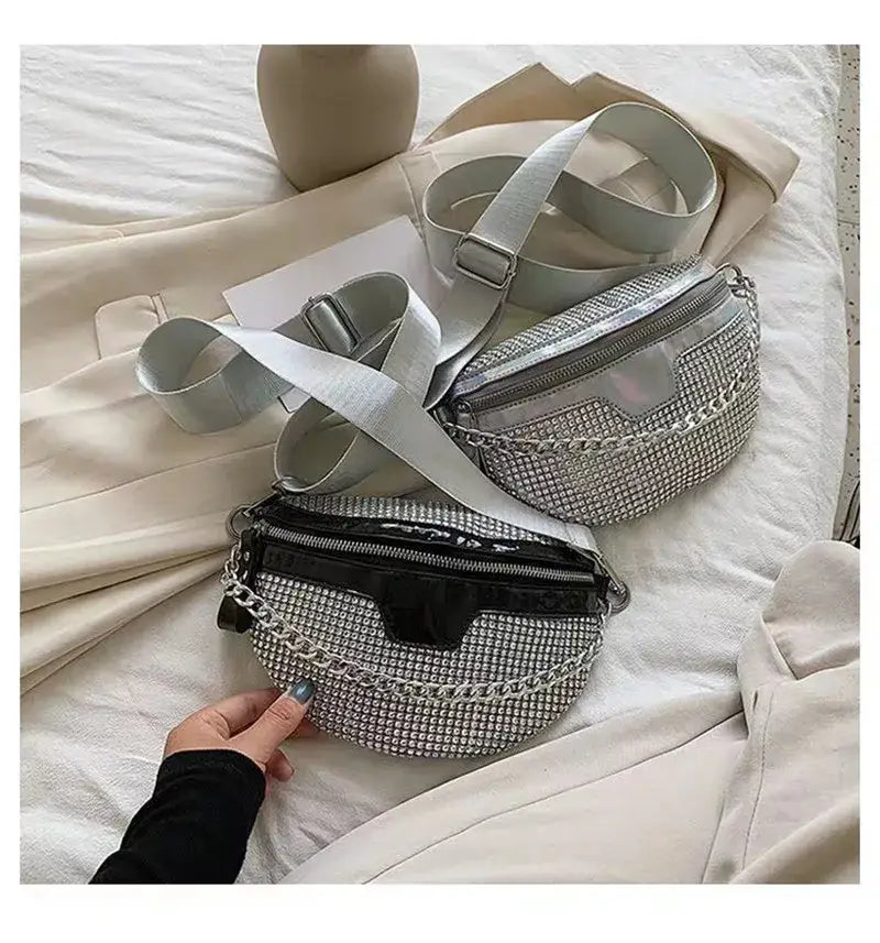 Damen Gürteltasche Strass Luxus Gürteltasche