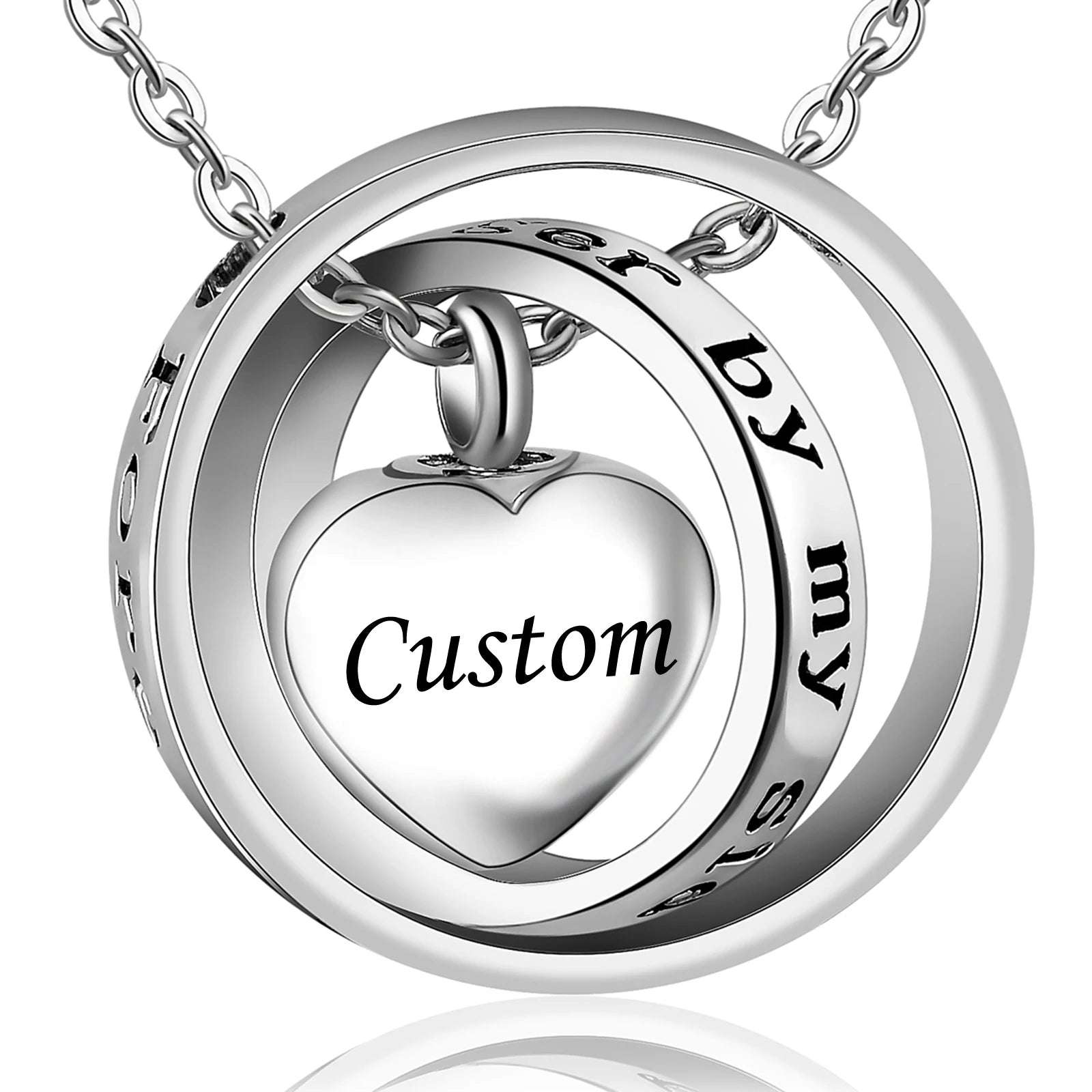 No Longer By My Side,Forever In My Heart Cremation Jewelry Stainless Steel Heart Urn Necklace Ashes For Human/Pet