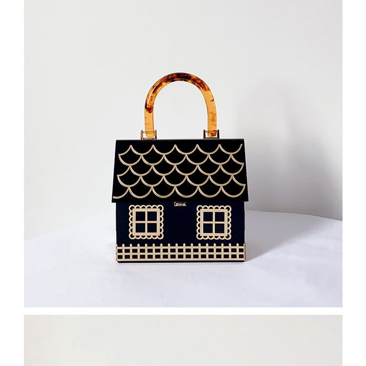 Damen Luxus Designer Acryl Griff Haus geformt Handtasche