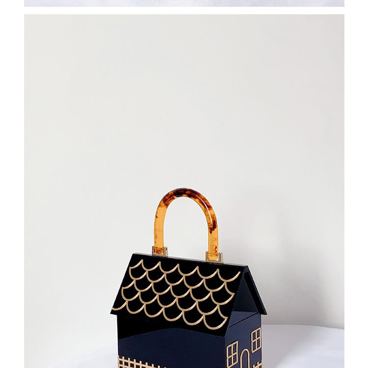 Damen Luxus Designer Acryl Griff Haus geformt Handtasche