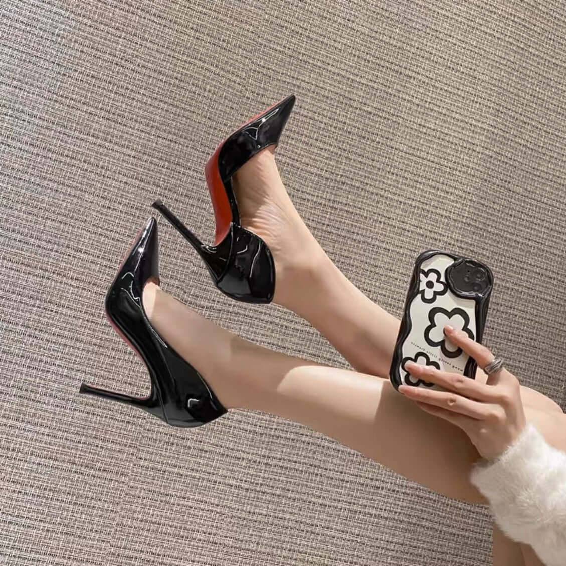 Beautiful Side Cut Out Red Bottom High Heel Red Sole Shoes