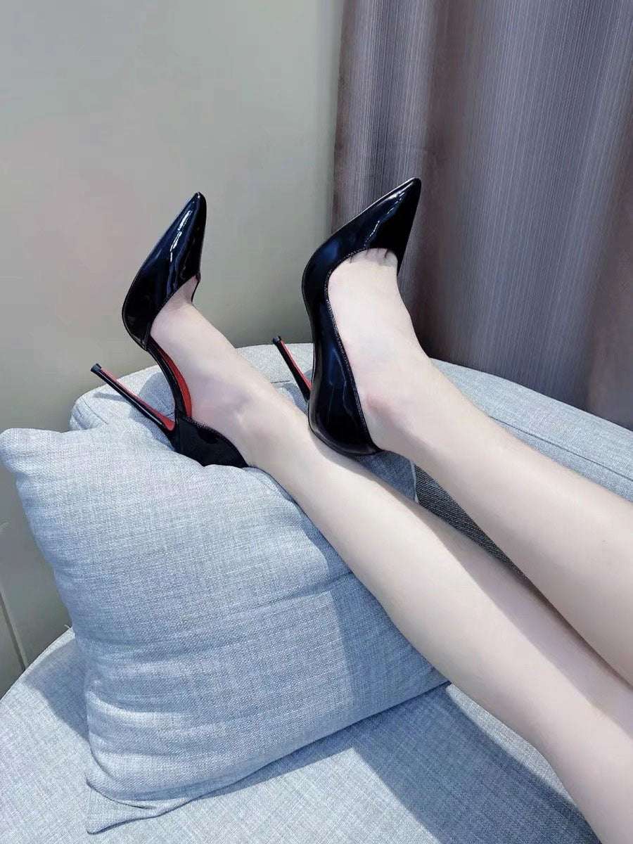 Beautiful Side Cut Out Red Bottom Black or Nude Nude High Heel Shoes