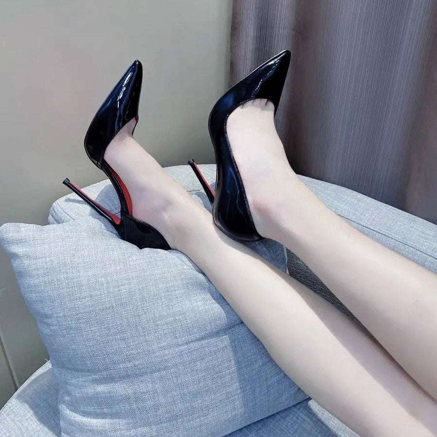 Beautiful Side Cut Out Red Bottom Black or Nude Nude High Heel Shoes