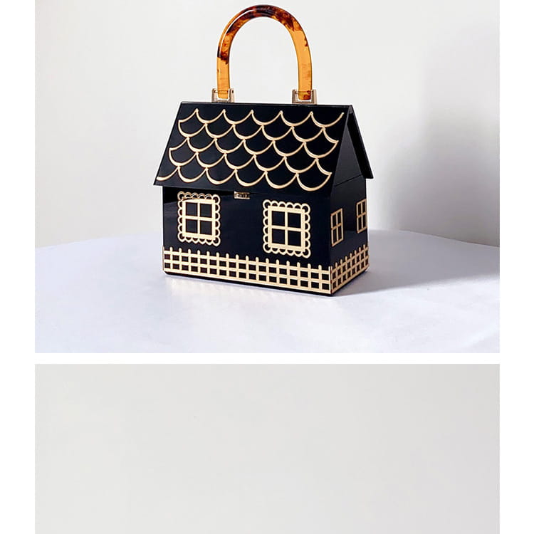 Damen Luxus Designer Acryl Griff Haus geformt Handtasche