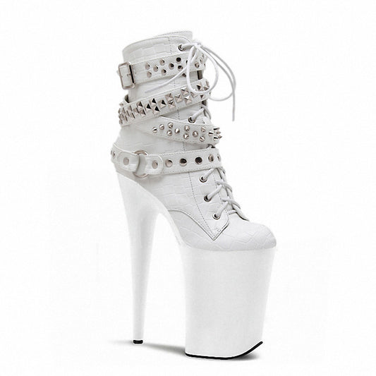 Nightclub Platform Patent Leather Stripper Pole Dance High 20cm Heel Ankle Boots
