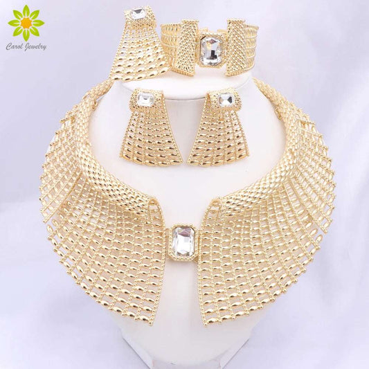 Ladies Luxury Elegant African Style Gold Plated Jewellery Set