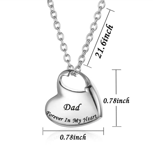 Cremation Urn Necklace for Ashes Urn Jewelry,Forever in My Heart Carved Stainless Steel Keepsake Waterproof Memorial Pendant