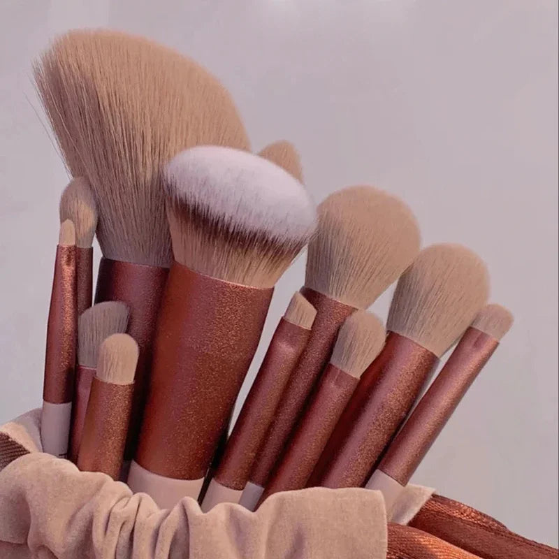 13pc Soft Makeup Brush Set for Cosmetics Blending Make up Beauty Tools With Bag
