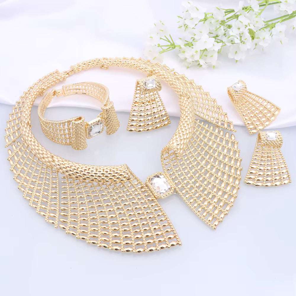 Ladies Luxury Elegant African Style Gold Plated Jewellery Set