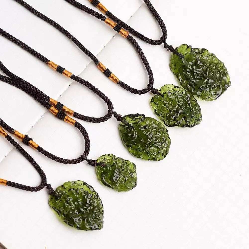 Highest Grade Natural Green Czech Moldavite Meteorite Necklace Pendant Chakra Healing
