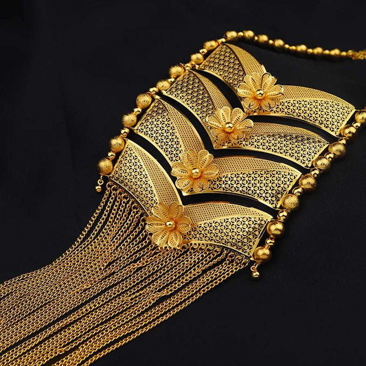 Golden Dubai Habesha Earring Necklace Set - 2PCS Ethiopian Women's Jewellery