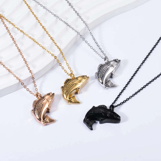 Fish Urn Cremation Necklace for Ashes Stainless Steel 4 colors Memorial Urn Necklace Keepsake Jewelry Gift Men Women