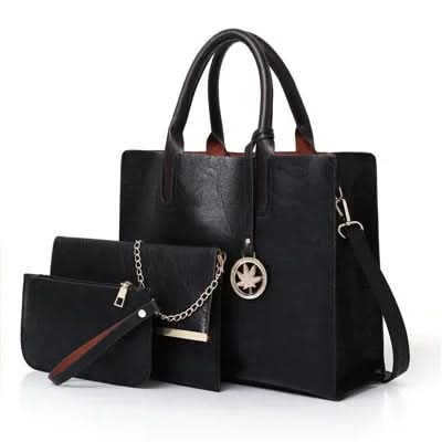 3 Pc Women Large Tote Bags Shoulder Bag Purse Bag Pleasures and Sins