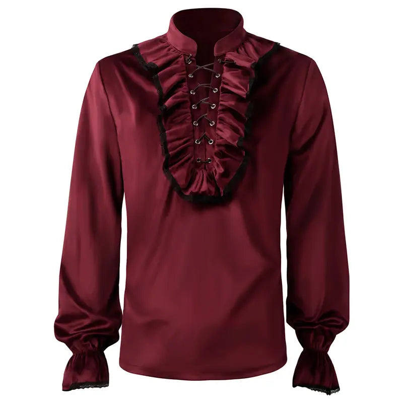 Mens Medieval Pleated Steampunk Civil War Shirt