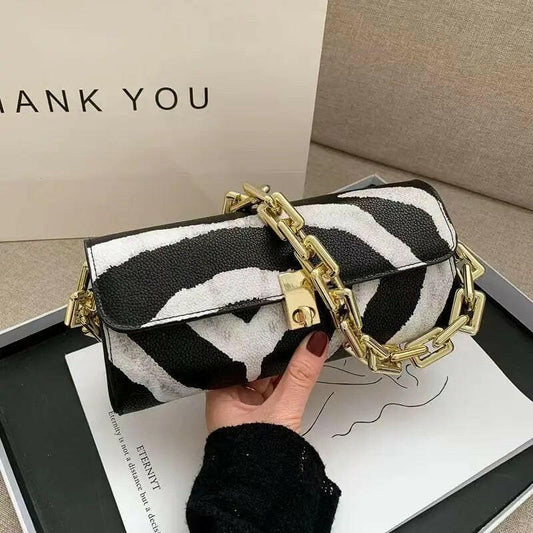 Animal Prints Underarm Handbag Thick Chain Shoulder Bag