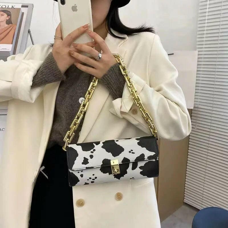 Animal Prints Underarm Handbag Thick Chain Shoulder Bag