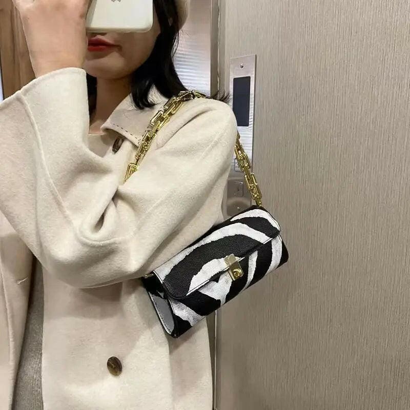 Animal Prints Underarm Handbag Thick Chain Shoulder Bag