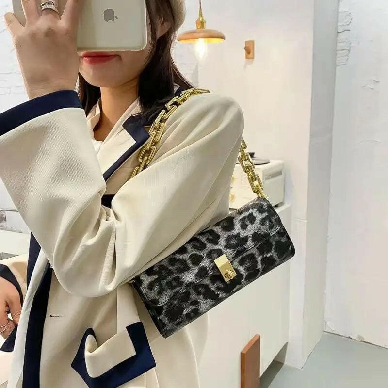 Animal Prints Underarm Handbag Thick Chain Shoulder Bag