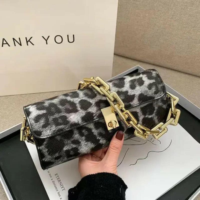 Animal Prints Underarm Handbag Thick Chain Shoulder Bag