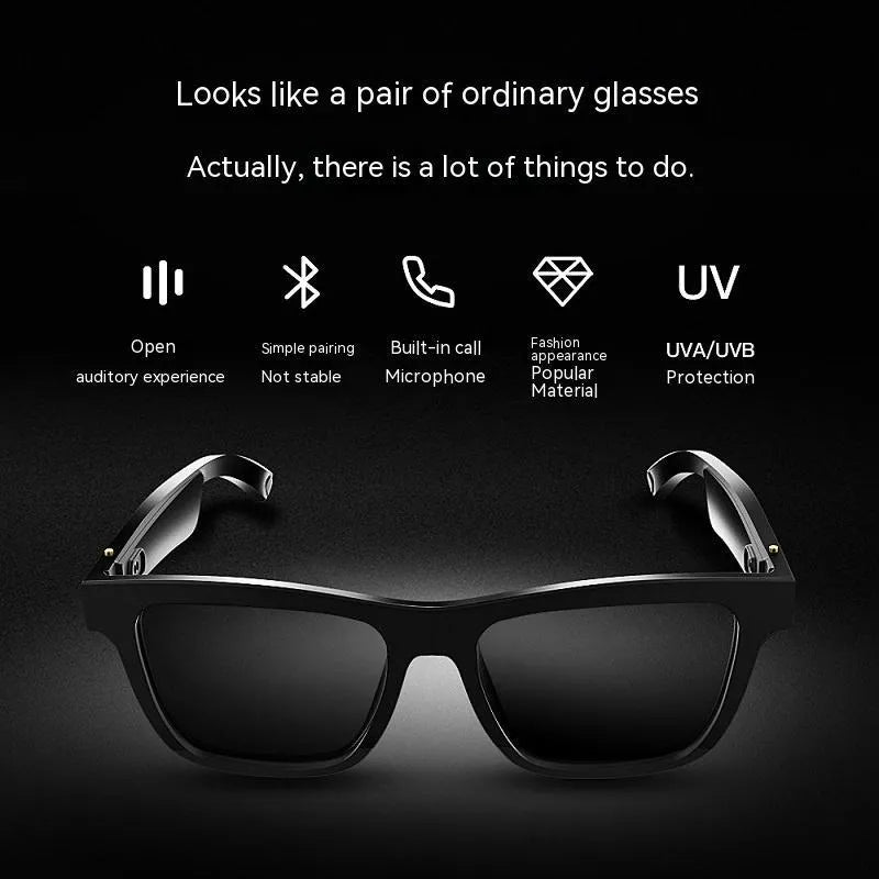 Lunettes intelligentes noires, technologie Bluetooth, casque, lunettes de soleil 