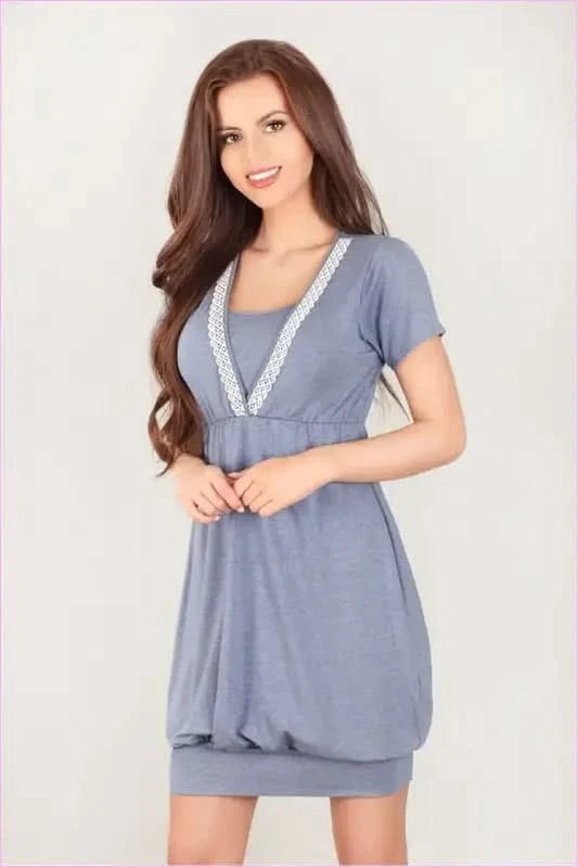 Blue and White Lace Maternity Chemise Unique Style Lupo Line blue 36
