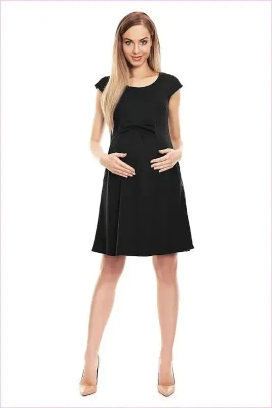 Bow Front Flare Maternity Dress Unique Style Fashion PeeKaBoo
