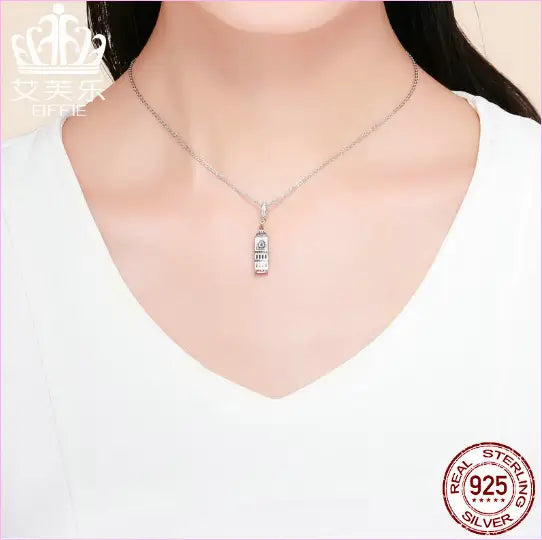 British Big Ben S925 Sterling Silver Pendant Jewelry