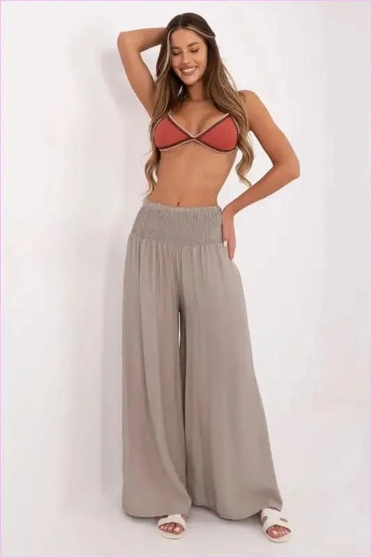 Casual Comfort Palazzo Pants Unique Style Fashion Italy Moda beige one-size-fits-all