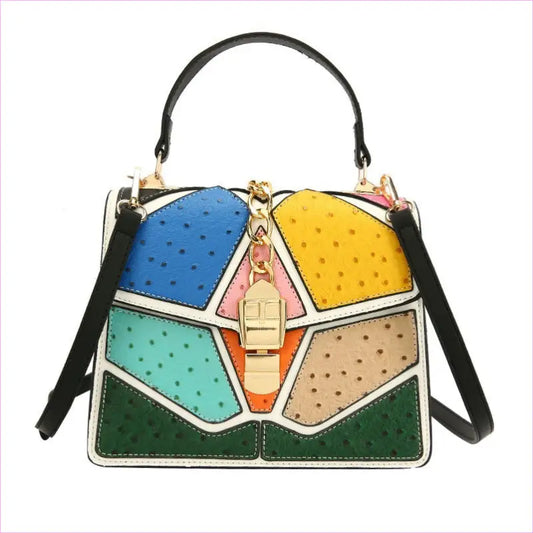 Color Block Hand-held Small Square Bag for Women white