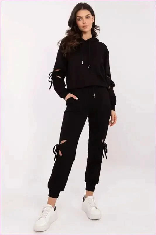 Comfortable Fashion Tracksuit with Decorative Ties NM black one-size-fits-all