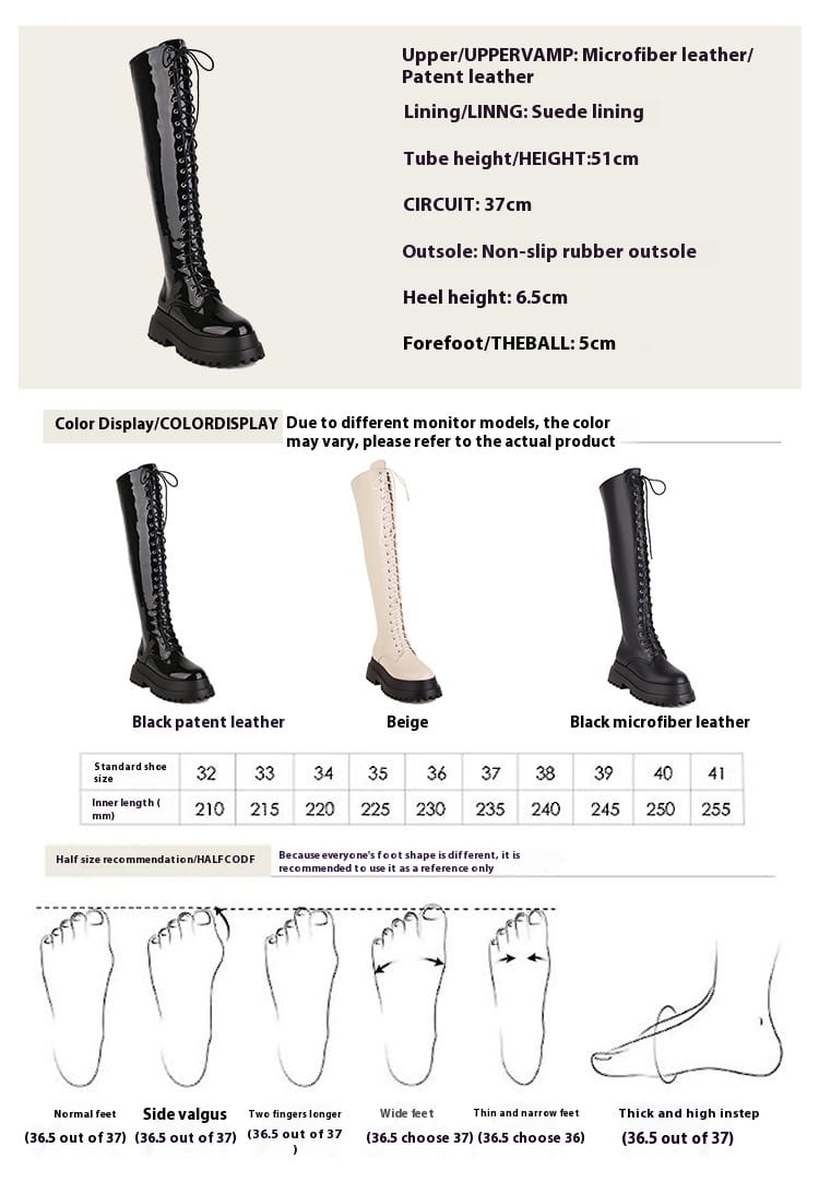 Ladies Knee High Punk Lace-up Round Toe Steampunk Style